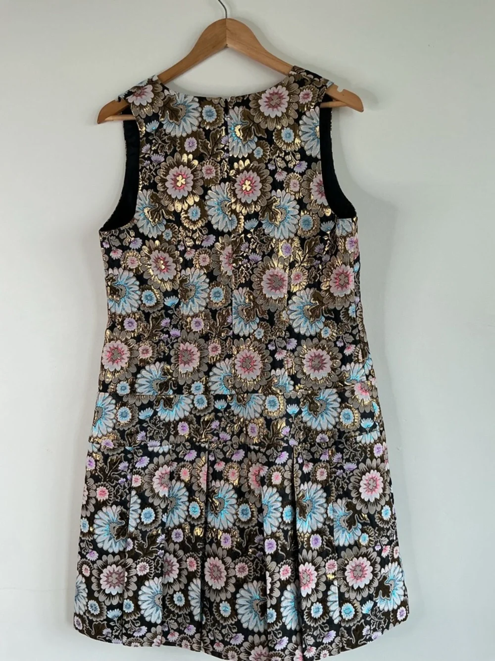 J.Crew Metallic Thread Japanese Flower Dress Sleeveless Fit & Flare Elegant Sz12 - Picture 5 of 8
